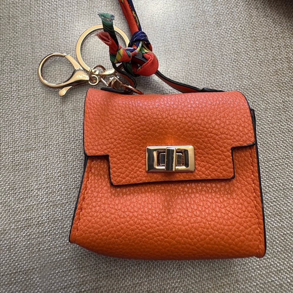 Orange Textured Mini Bag with Gold Hardware